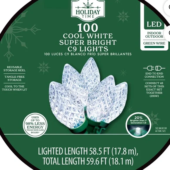 100 LED C9 String Lights 58’ - Picture 1 of 10